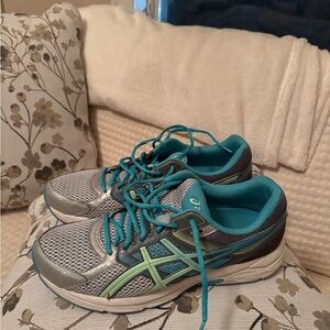 Asics Women's Gray and Teal Running Shoes